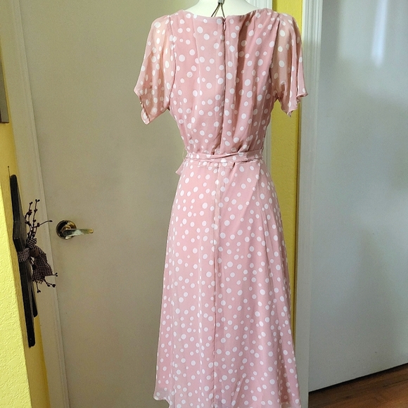 New Beautiful R & K Blush Polka-dot A line Dress size 8 - Picture 2 of 14